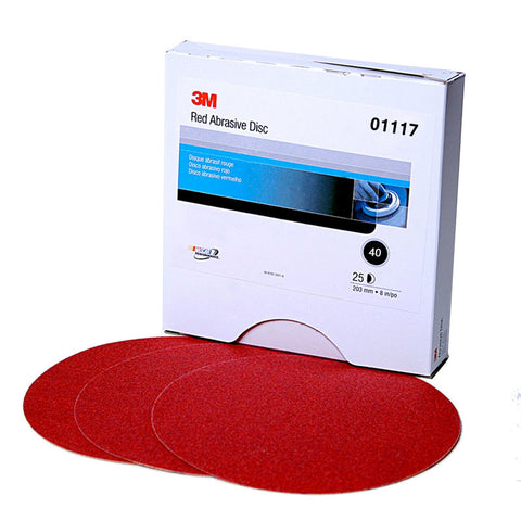 3M™ Red Abrasive Stikit™ Disc, 6 inch, 40 grit, 01117