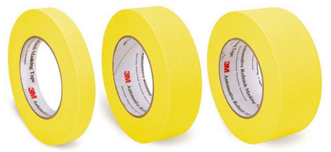 Pack of 3M™ Automotive Refinish Yellow Masking Tape, 3/4", 1.5", 2"