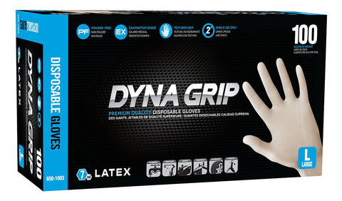 SAS Safety 650-1002 Dyna Grip Powder Free 8 Mil Latex Gloves, Medium/Box of 100