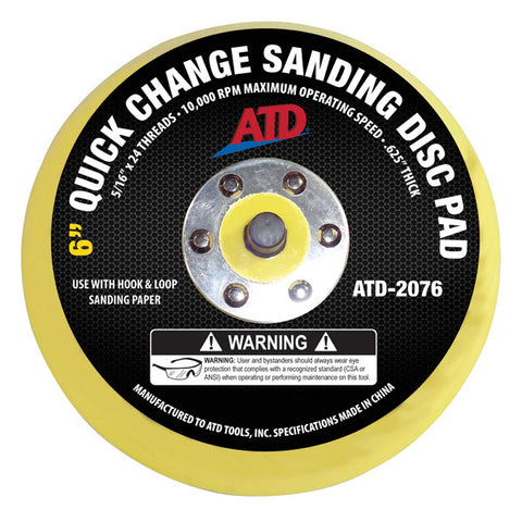 ATD-2076 6" Quick Change Sanding Disc Pad