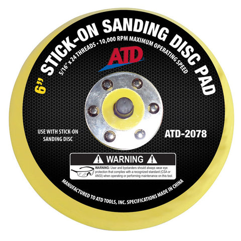 ATD-2078 6" Stick-On Sanding Disc Pad