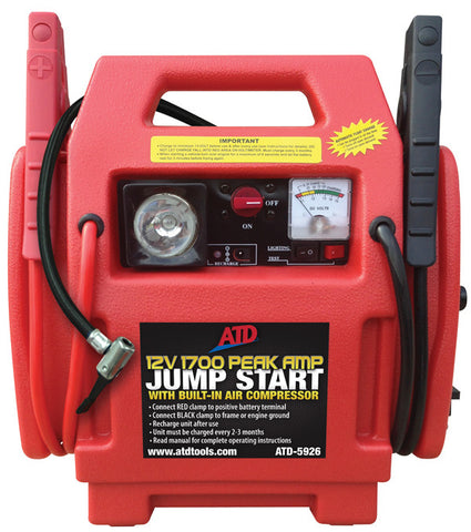 12V 1700 Peak Amp Jump Start with Built-In Air Compressor, ATD-5926