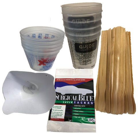 Paint Prepare Kit: Mixing Cups, Strainers, Paint Sticks, Tack Rag
