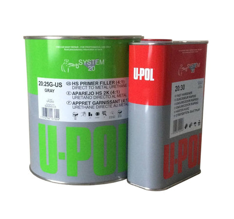 U-Pol UP2253 HS Primer Filler (4:1) with Hardener, Gray, 1 Gallon